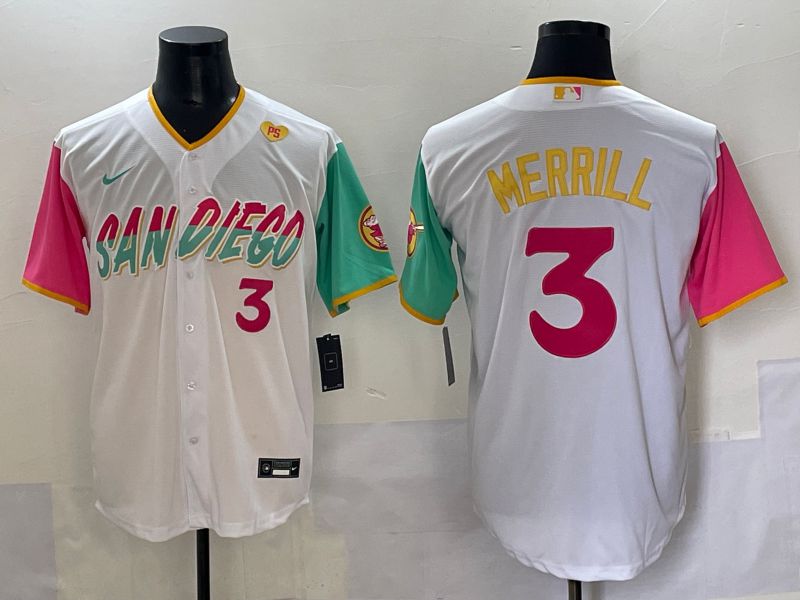 Men 2025 San Diego Padres #3 Merrill White City edition Nike MLB Jersey style 4